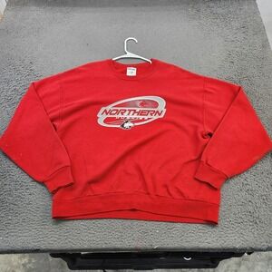 Northeastern Huskies Sweatshirt Mens Large Red NCAA College Jerzees Fleece